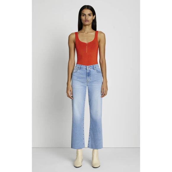 7 for all mankind Cropped Alexa with Raw hem Wide Leg Jeans size 32 - Picture 1 of 14